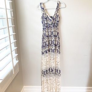 Anthropologie Sunday in Brooklyn Crochet Navy Maxi Dress Medium